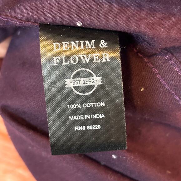 Denim & Flower Mens Dress Shirt Button Up Slim Fit XL Burgundy Long Sleeve - Picture 4 of 8